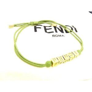 Fendi Leather Bracelet Accessory Women Green and Gold Aw5352